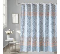 Neel Blue Damask Shower Curtain Polyester Fabric Bathroom Curtain Mould & Mildew Resistant With 12 Curtain Hook