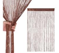 Neel Blue Dark Burgundy Glitter String Polyester Curtains, Fly Screen Fringe Panel Divider - 200Cm X 100Cm