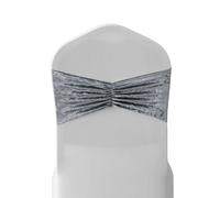 Neel Blue Diamond Velvet Chair Band, Soft & Shiny Chair Band Sash in Silver Neel Blue Silver