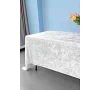 Neel Blue Diamond Velvet Rectangle Tablecloth - 70 x 144 Inch in White Neel Blue White