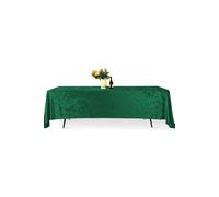 Neel Blue Diamond Velvet Rectangle Tablecloth - 90 x 156 Inch in Emerald Neel Blue Emerald