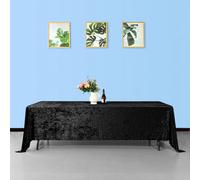 Neel Blue Diamond Velvet Rectangle Tablecloth, Black , 90 Inch X 156 Inch
