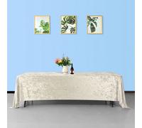 Neel Blue Diamond Velvet Rectangle Tablecloth, Champagne , 70 Inch X 144 Inch