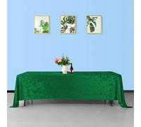 Neel Blue Diamond Velvet Rectangle Tablecloth, Emerald Green , 90 Inch X 156 Inch