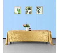 Neel Blue Diamond Velvet Rectangle Tablecloth, Gold , 90 Inch X 156 Inch