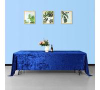 Neel Blue Diamond Velvet Rectangle Tablecloth, Navy Blue , 70 Inch X 144 Inch