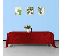 Neel Blue Diamond Velvet Rectangle Tablecloth, Red , 90 Inch X 156 Inch