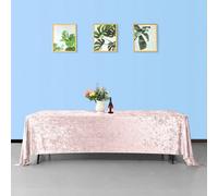 Neel Blue Diamond Velvet Rectangle Tablecloth, Rose Pink , 90 Inch X 156 Inch