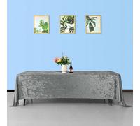 Neel Blue Diamond Velvet Rectangle Tablecloth, Sliver , 70 Inch X 144 Inch