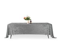 Neel Blue Diamond Velvet Rectangle Tablecloth, Sliver , 90 Inch X 156 Inch