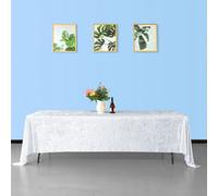 Neel Blue Diamond Velvet Rectangle Tablecloth, White , 70 Inch X 144 Inch