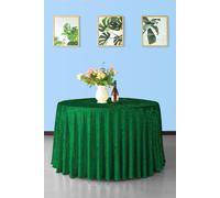Neel Blue Diamond Velvet Round Tablecloth - 120 Inch in Emerald Neel Blue Emerald