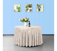 Neel Blue Diamond Velvet Round Tablecloth, Blush Pink , 108 Inch