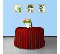 Neel Blue Diamond Velvet Round Tablecloth, Red , 90 Inch