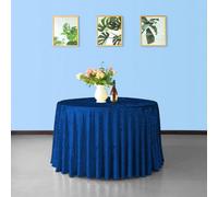 Neel Blue Diamond Velvet Round Tablecloth, Royal Blue , 108 Inch