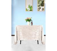 Neel Blue Diamond Velvet Square Tablecloth - 90 Inch in Light Pink Neel Blue Light Pink