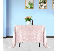 Neel Blue Diamond Velvet Square Tablecloth, Rose Pink , 90 Inch X 90 Inch