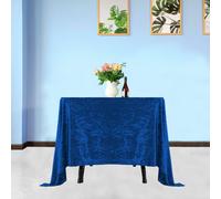 Neel Blue Diamond Velvet Square Tablecloth, Royal Blue , 90 Inch X 90 Inch