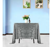 Neel Blue Diamond Velvet Square Tablecloth, Sliver , 90 Inch X 90 Inch