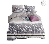 Neel Blue Double Printed Duvet Cover & 2 Matching Pillow Cases - Floral Grey
