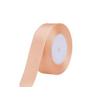 Neel Blue Double Sided Satin Polyester Ribbon Roll, 25mm x 25 Metres in Peach Neel Blue Peach