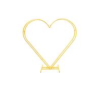 Neel Blue Dual Heart Arch Stand Party Decoration Arch Metal Frame - 6.8ft x 6.5ft in Gold Neel Blue Gold