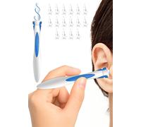 Neel Blue Ear Wax Remover Kit, Soft Silicone Spiral Ear Cleaner Tool - 16pcs Washable & Reusable in Silver Neel Blue Silver