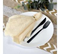 Neel Blue Fringe Cotton Cloth Napkin For Dinner, Beige - Pack Of 6