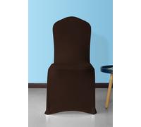 Neel Blue Front Flat Chair Cover, Spandex Stretch Fabric Slipcovers in Chocolate Neel Blue Chocolate