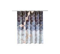 Neel Blue Geometric Bathroom Shower Curtain with 12 Hooks, Mould & Mildew Resistant in Blue | Size: 180 cm width x 180 cm drop Neel Blue Blue 180 cm width x 180 cm drop
