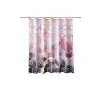 Neel Blue Geometric Bathroom Shower Curtain with 12 Hooks, Mould & Mildew Resistant in Pink | Size: 180 cm width x 200 cm drop Neel Blue Pink 180 cm width x 200 cm drop
