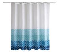 Neel Blue Geometric Blue & White Polyester Shower Curtain, Water-Resistant Bathroom Curtain With 12 Hooks - 180X200Cm
