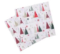 Neel Blue Geometric Christmas Trees Design On White Paper Napkins - 33Cm X 33Cm