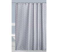 Neel Blue Geometric Lines Printed Polyester Shower Curtain - Grey | Size: 180 cm width x 200 cm drop Neel Blue Grey 180 cm width x 200 cm drop