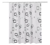 Neel Blue Geometric Polyester Shower Curtain, Water-Resistant Bathroom Curtain With 12 Hooks - 180X200Cm