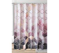 Neel Blue Geometric Shower Curtain, Pink & Grey - 180cm x 180cm | Size: 180 cm width x 200 cm drop Neel Blue Pink 180 cm width x 200 cm drop