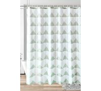 Neel Blue Geometric Shower Curtain, White & Light Green - 180cm x 200cm | Size: 180 cm width x 180 cm drop Neel Blue White 180 cm width x 180 cm drop