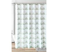 Neel Blue Geometric Shower Curtain, White & Light Green - 180cm x 200cm | Size: 180 cm width x 200 cm drop Neel Blue White 180 cm width x 200 cm drop