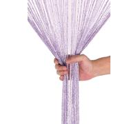 Neel Blue Glitter String Curtain Panel, Polyester Spaghetti Tassel, 200cm x 100cm in Lilac | Size: 100 cm width x 200 cm drop Neel Blue Lilac 100 cm width x 200 cm drop