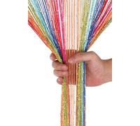 Neel Blue Glitter String Curtain Panel, Polyester Spaghetti Tassel, 200cm x 100cm | Size: 100 cm width x 200 cm drop Neel Blue Multicolor 100 cm width x 200 cm drop