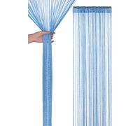 Neel Blue Glitter String Curtain Polyester Fringe Panel Spaghetti Tassel Curtain, 200cm x 90cm in Baby Blue | Size: 200 cm x 90 cm Neel Blue Baby Blue 200 cm x 90 cm