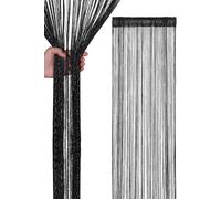 Neel Blue Glitter String Curtain Polyester Fringe Panel Spaghetti Tassel Curtain, 200cm x 90cm in Black | Size: 200 cm x 90 cm Neel Blue Black 200 cm x 90 cm