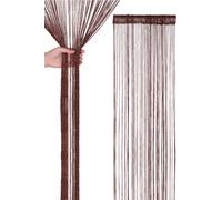 Neel Blue Glitter String Curtain Polyester Fringe Panel Spaghetti Tassel Curtain, 200cm x 90cm in Brown | Size: 200 cm x 90 cm Neel Blue Brown 200 cm x 90 cm