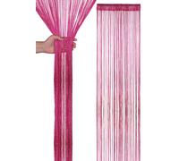 Neel Blue Glitter String Curtain Polyester Fringe Panel Spaghetti Tassel Curtain, 200cm x 90cm in Fuchsia | Size: 200 cm x 90 cm Neel Blue Fuchsia 200 cm x 90 cm
