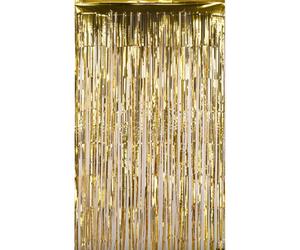 Neel Blue Gold Metallic Tinsel Curtain Foil Fringe Backdrop Steamers - 1M X 3M