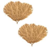 Neel Blue Gold Ostrich Feather Plume, 10Pcs Natural Feather Fringe, 35-40 Cm