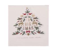 Neel Blue Gold Reindeer & Snowflakes On White Paper Napkins - 33Cm X 33Cm