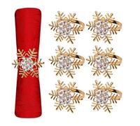 Neel Blue Gold Snowflakes Napkin Rings, Diamante Rhinestone Christmas Napkin Holder - 6Pcs