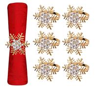 Neel Blue Gold Snowflakes Napkin Rings, Diamante Rhinestone Christmas Napkin Holder - 6pcs Neel Blue Gold