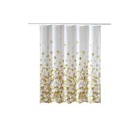 Neel Blue Golden Petals Polyester Shower Curtain, Water-Resistant Bathroom Curtain with 12 Hooks - 180x180cm | Size: 180 cm width x 180 cm drop Neel Blue Yellow 180 cm width x 180 cm drop